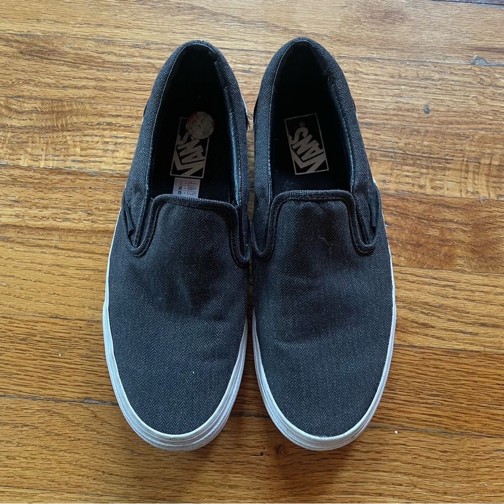 Vans Black Slip-On Sneakers with White Soles